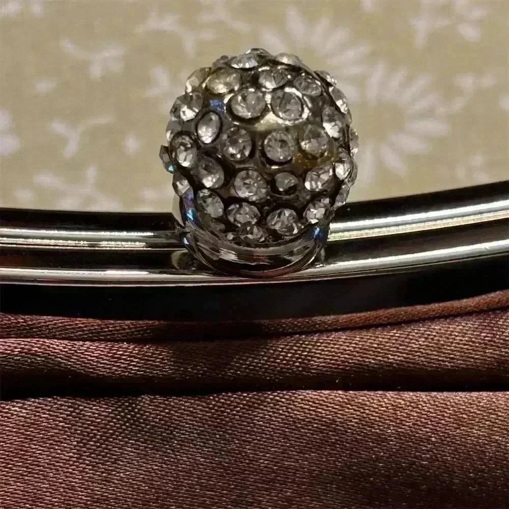 Vintage Brown Satin Clutch with Rhinestone Clasp Formal Bag - Picture 4 of 4